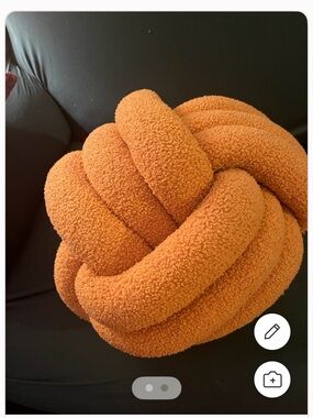 Bouclé Knot Accent Pillow — Orange